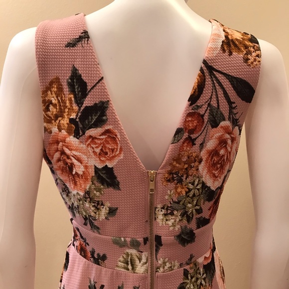 Haute Monde Sleeveless Floral Dress Size Large Pink Fit Flare - Picture 8 of 15
